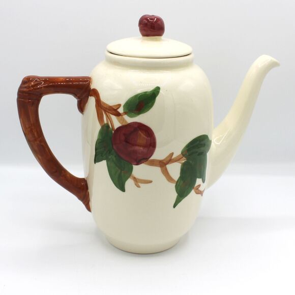 Vintage Franciscan Apple Coffee Tea Pot Lidded Hand Painted Stoneware Dinnerware - Picture 1 of 9